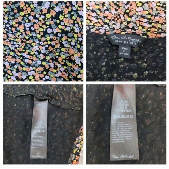 NEW ASOS Miss Selfridge Tea Dress with Shirred Sleeves in Ditsy Floral Size 8 - Picture 6 of 7